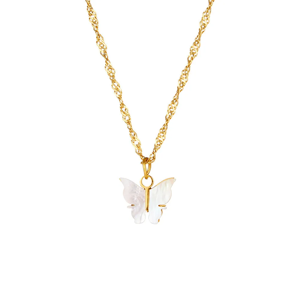 Wholesale Stainless Steel Shell Butterfly Earrings Necklace
