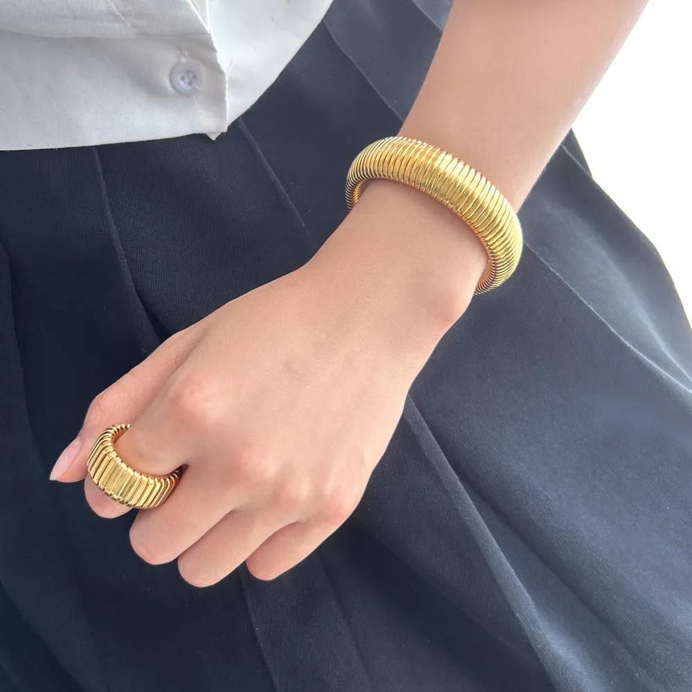 Wholesale Stainless Steel Stretch Stainless Steel 18K Gold Bracelet