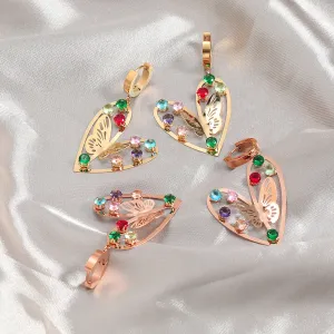 Wholesale Stainless Steel Vintage Love Butterfly Diamond Earrings