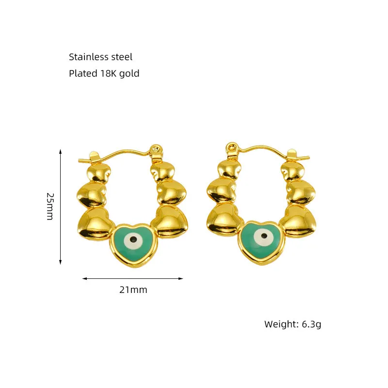 Wholesale Stainless Steel Vintage Trkiye Love Eyes Horn Bag Earrings