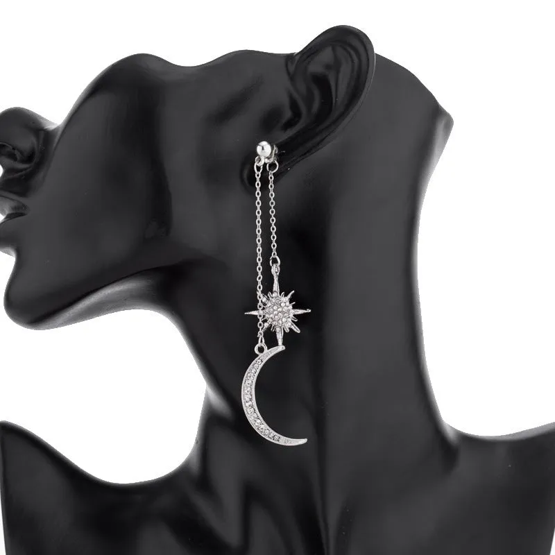 Wholesale Star Diamond Moon Alloy Earrings