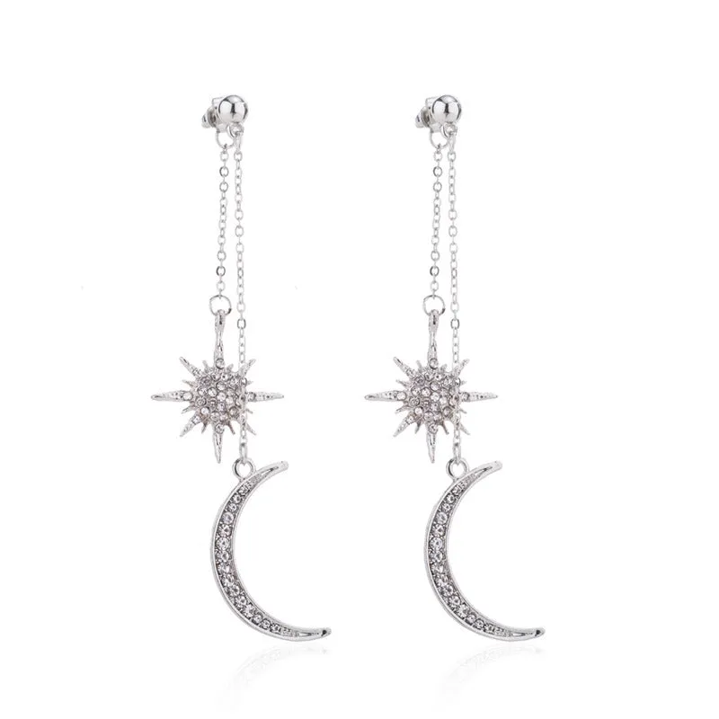 Wholesale Star Diamond Moon Alloy Earrings