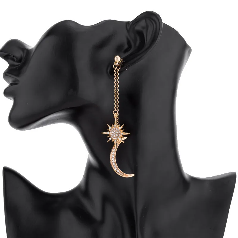 Wholesale Star Diamond Moon Alloy Earrings