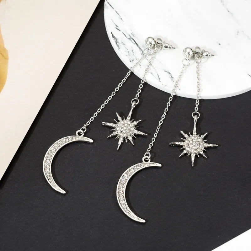 Wholesale Star Diamond Moon Alloy Earrings