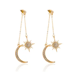 Wholesale Star Diamond Moon Alloy Earrings