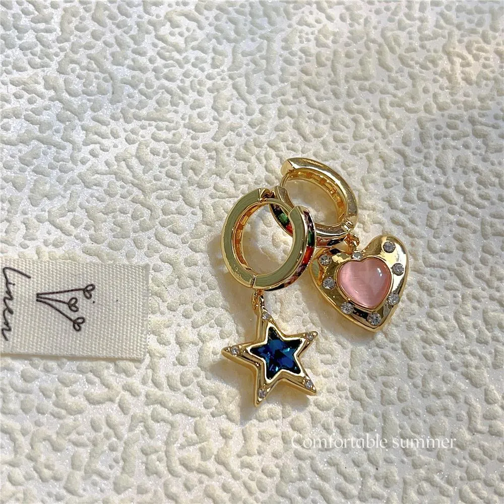Wholesale Star Heart Zircon Copper Earrings