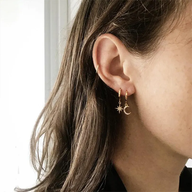 Wholesale Star Moon Stainless Steel Earrings