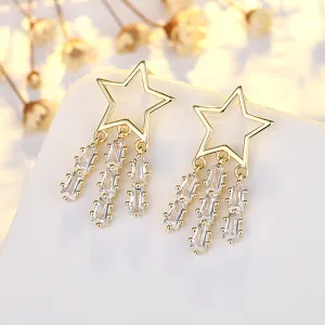 Wholesale Star Tassel Copper Earrings