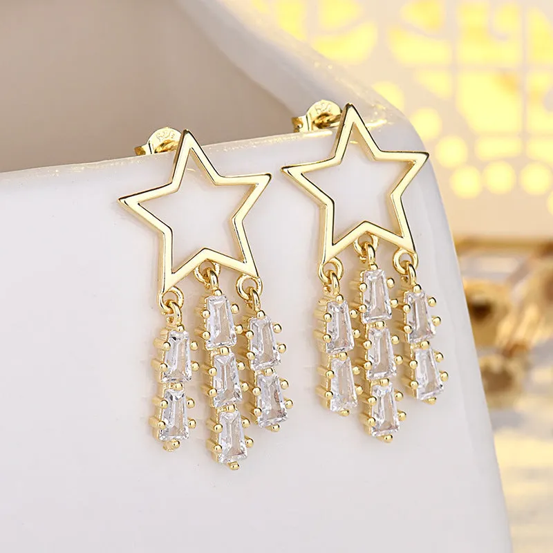 Wholesale Star Tassel Copper Earrings