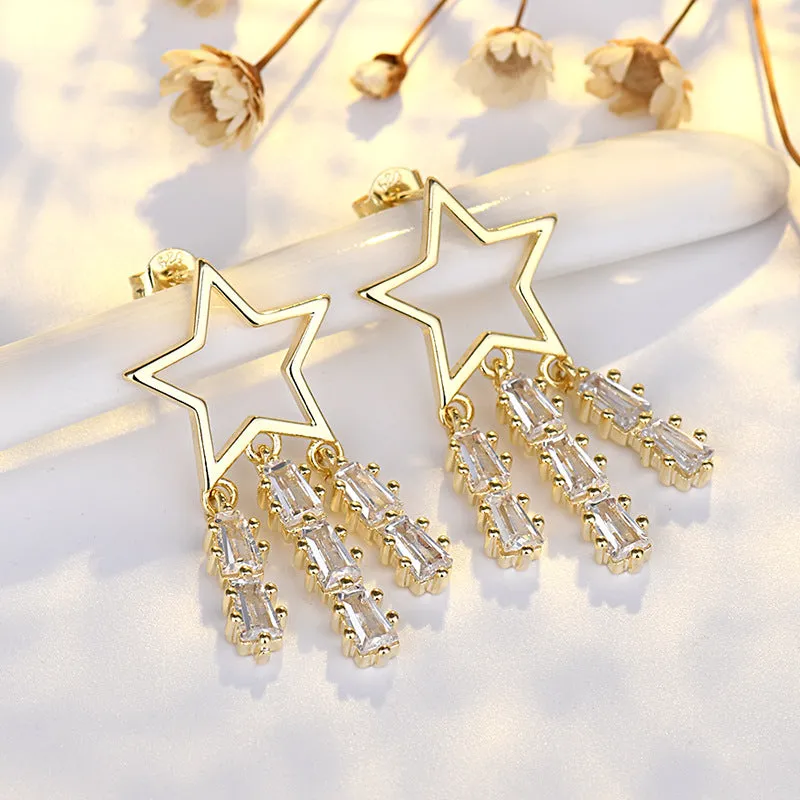 Wholesale Star Tassel Copper Earrings