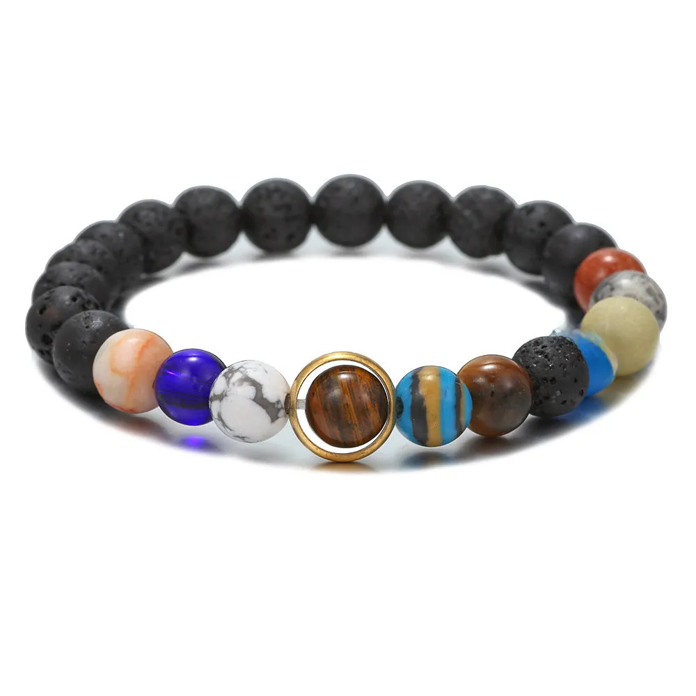 Wholesale Starry sky galaxy bracelet volcanic stone lapis lazuli eight galaxies bracelet