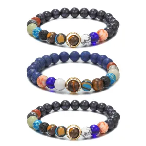 Wholesale Starry sky galaxy bracelet volcanic stone lapis lazuli eight galaxies bracelet