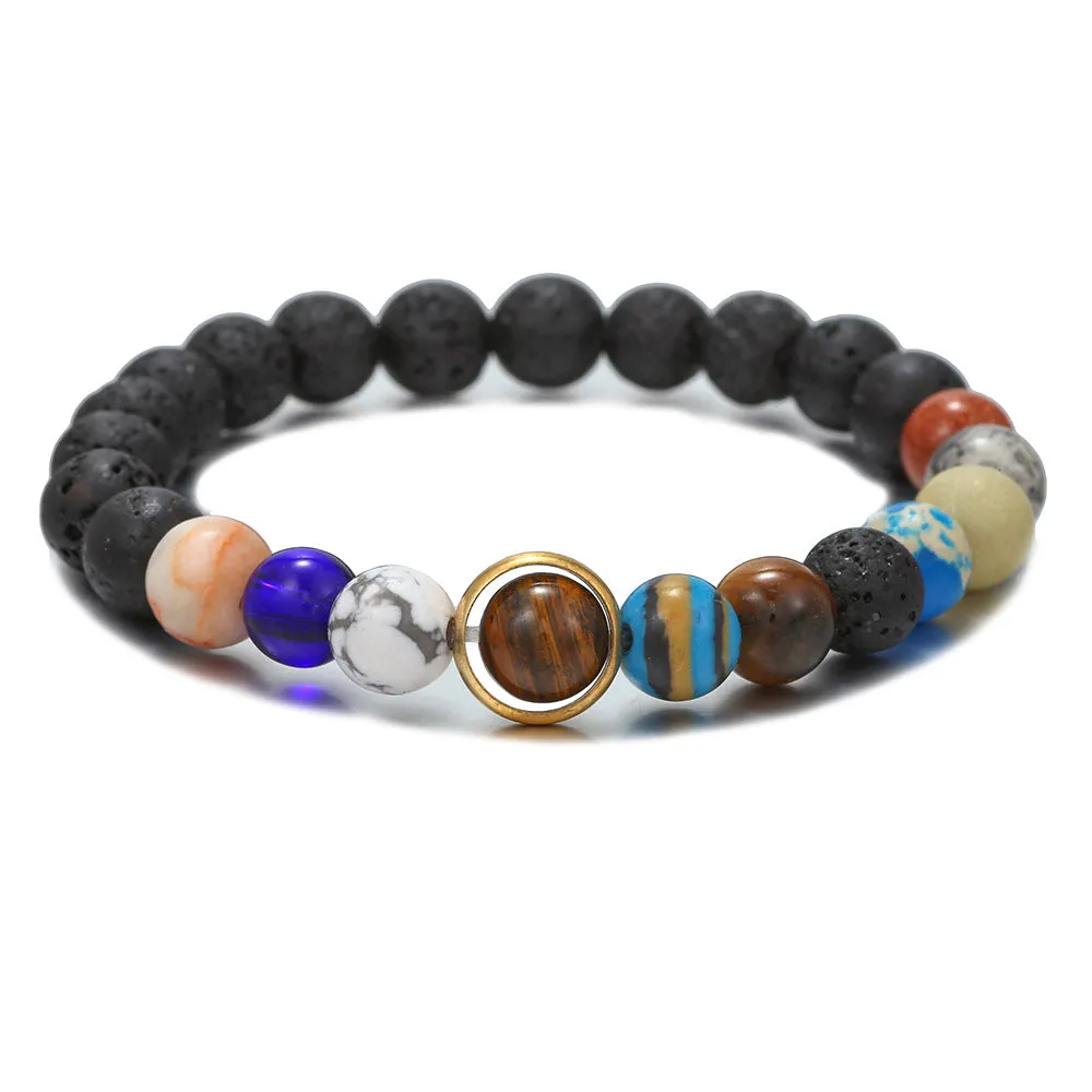 Wholesale Starry sky galaxy bracelet volcanic stone lapis lazuli eight galaxies bracelet