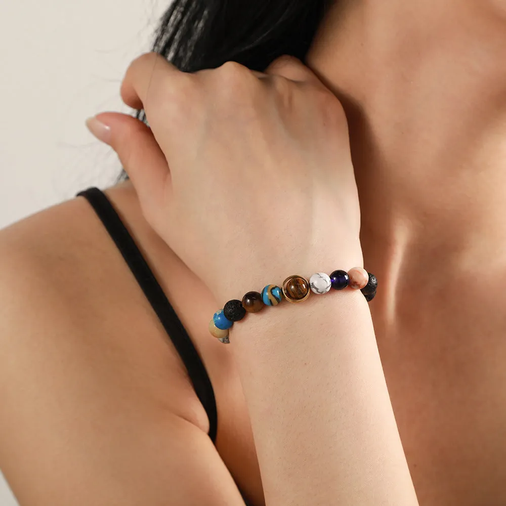Wholesale Starry sky galaxy bracelet volcanic stone lapis lazuli eight galaxies bracelet
