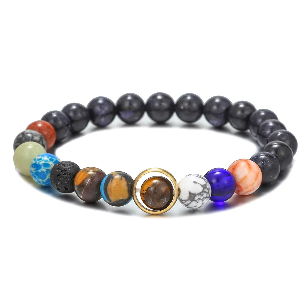 Wholesale Starry sky galaxy bracelet volcanic stone lapis lazuli eight galaxies bracelet