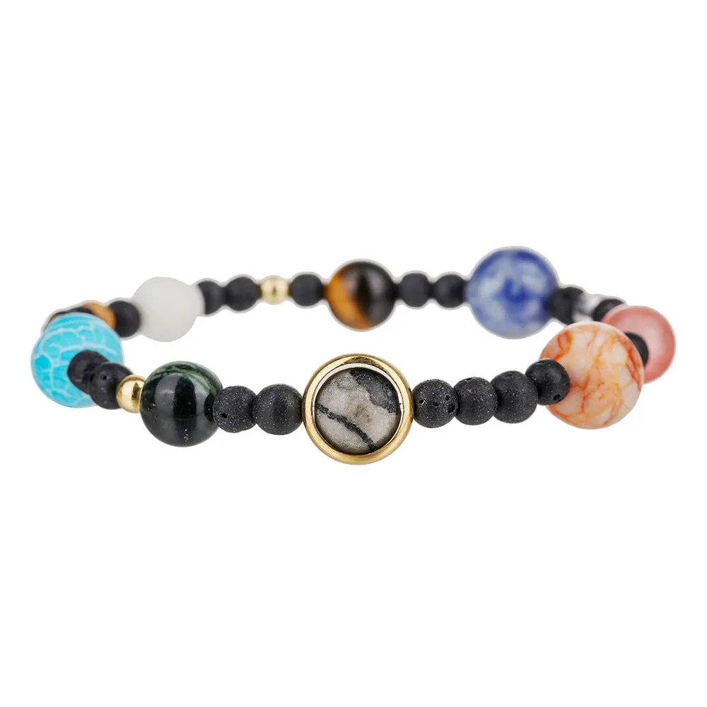 Wholesale Starry sky galaxy bracelet volcanic stone lapis lazuli eight galaxies bracelet