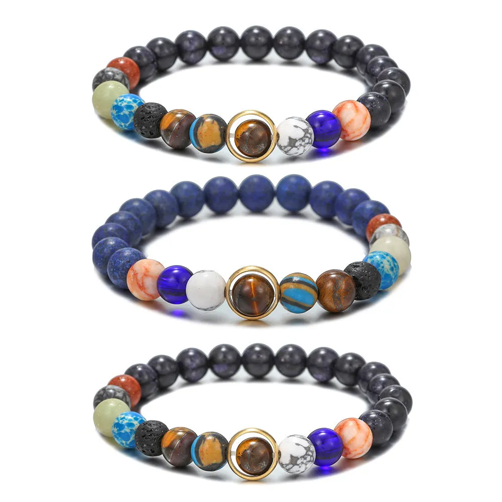 Wholesale Starry sky galaxy bracelet volcanic stone lapis lazuli eight galaxies bracelet