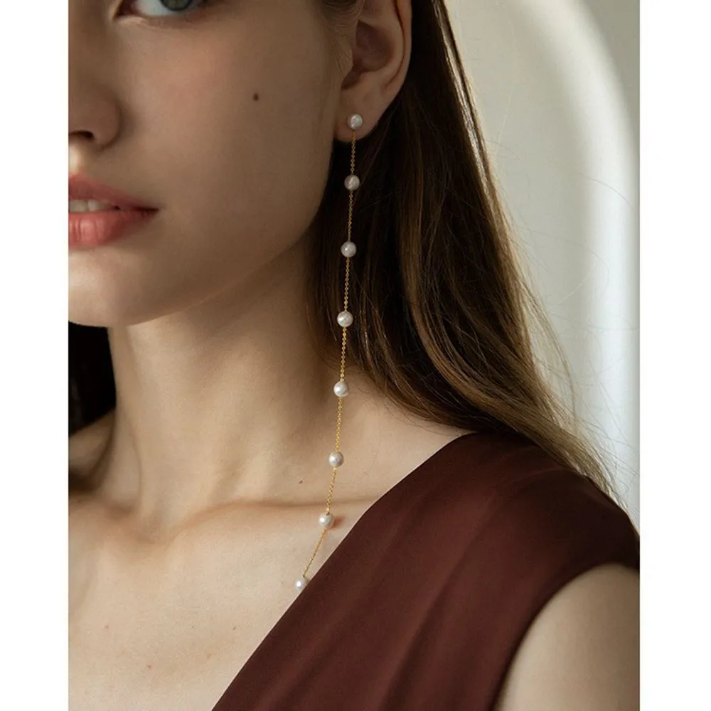 Wholesale Sterling Silver Long Vintage Pearl Earrings