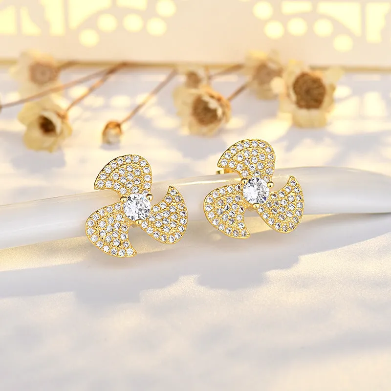 Wholesale Sterling Silver Pinwheel Copper Stud Earrings
