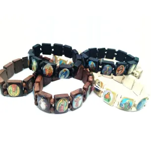 Wholesale Stickers Wooden Pieces Dripping Oil Elastic Bracelet Rosary Beads Bracelet