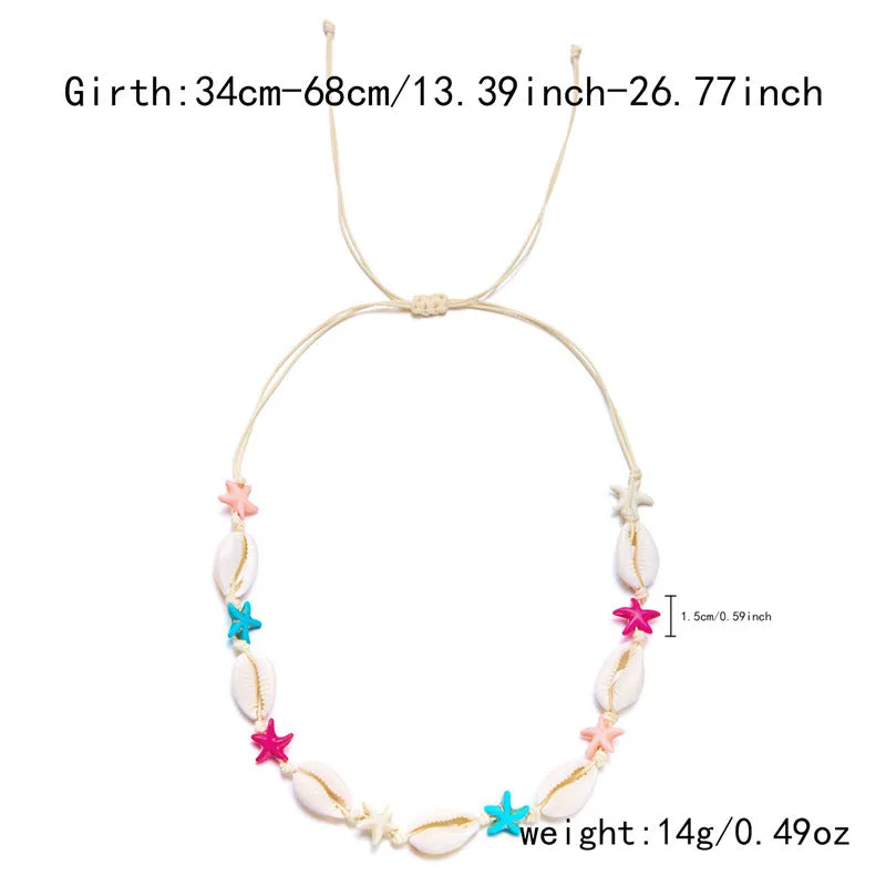 Wholesale Summer Bohemian Colorful Starfish Shell Braided Bracelet Necklace Set
