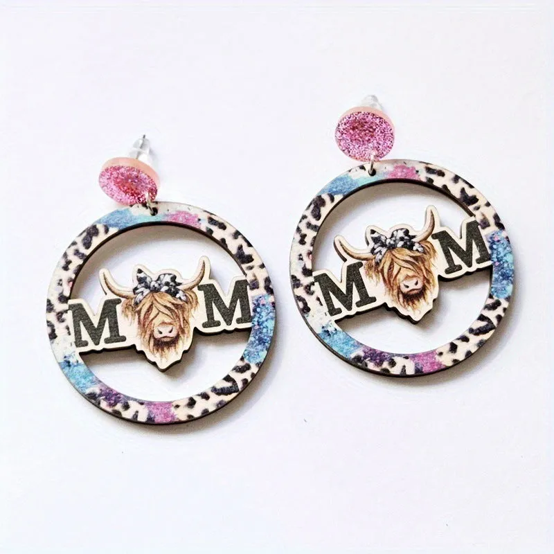Wholesale Sunflower Daisy Butterfly Personalized Leopard Stripe Yak Cow Retro Earrings