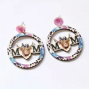 Wholesale Sunflower Daisy Butterfly Personalized Leopard Stripe Yak Cow Retro Earrings