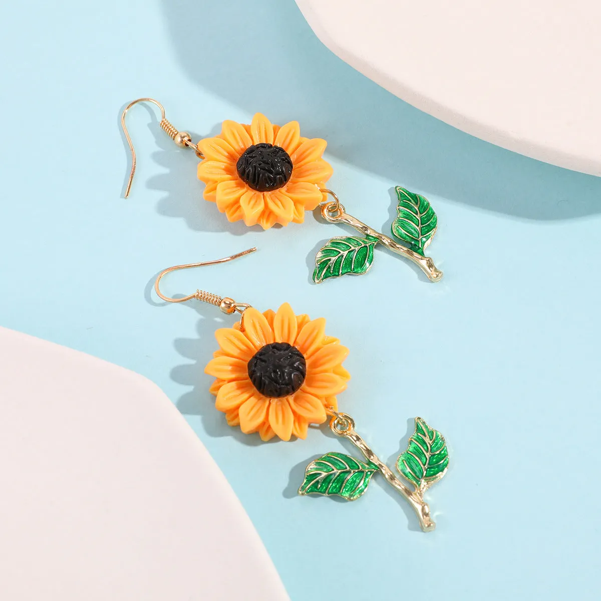 Wholesale Sunflower Resin Alloy Earrings