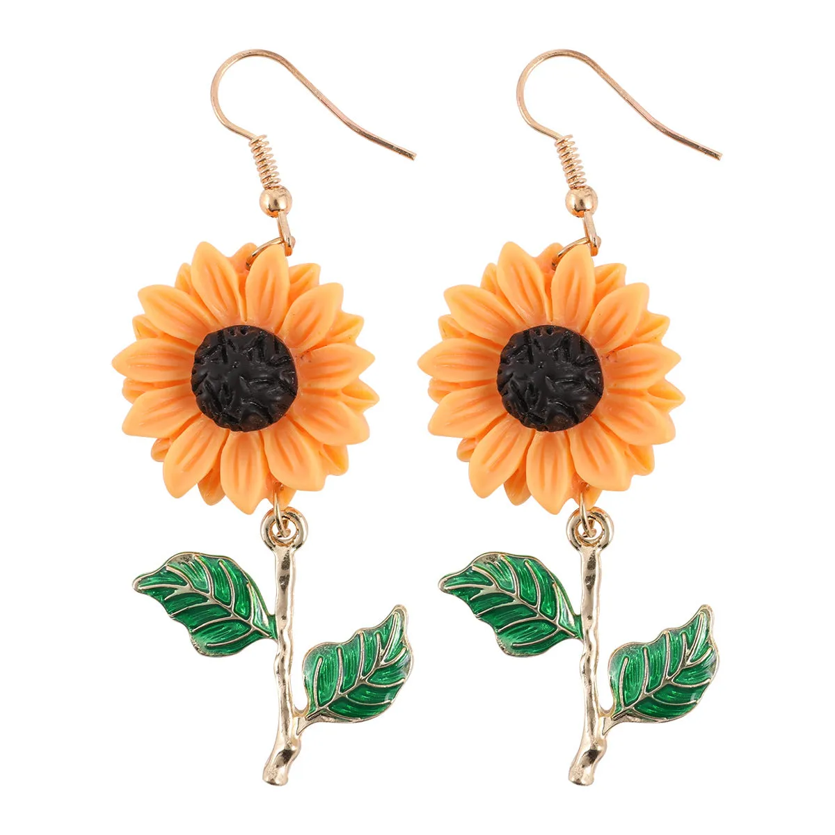 Wholesale Sunflower Resin Alloy Earrings