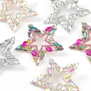 Wholesale Super Flash Claw Chain Rhinestone Diamond Pentagram Earrings