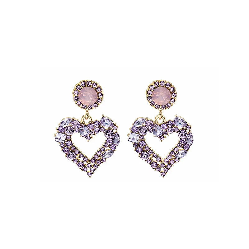 Wholesale Super Shiny Crystal Diamond Heart Earrings