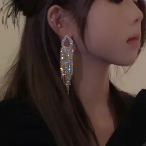 Wholesale Super Shiny Full Diamond Zirconia Tassel Earrings
