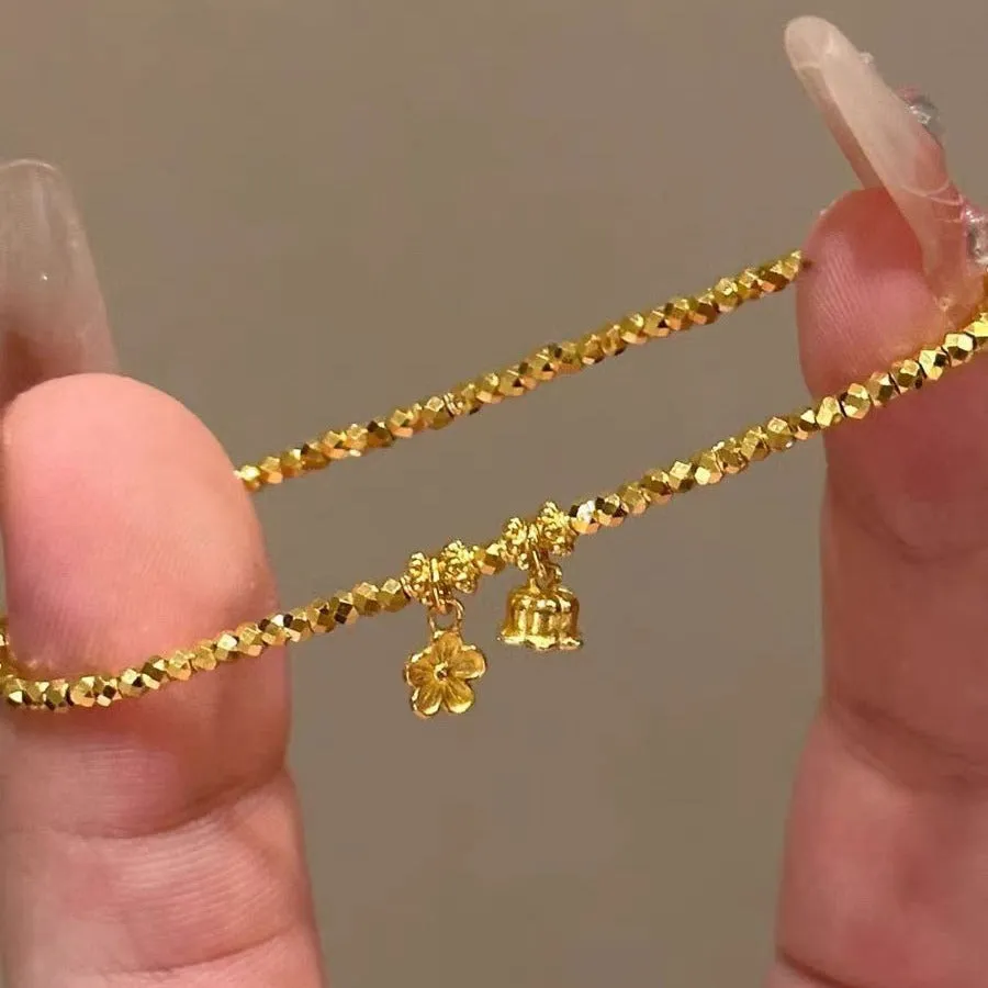 Wholesale Super shiny gold lily of the valley flower bracelet beaded hand jewelry