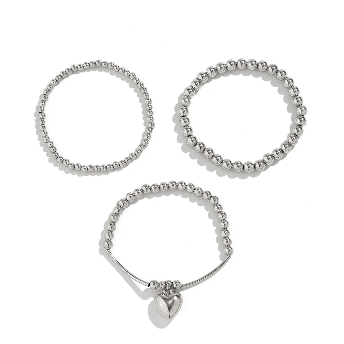 Wholesale Sweet Cool Beaded Love Alloy Bracelet Set