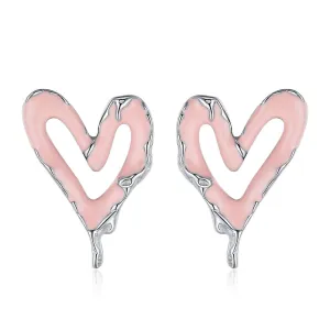 Wholesale Sweet Cool Heart Silver Earrings
