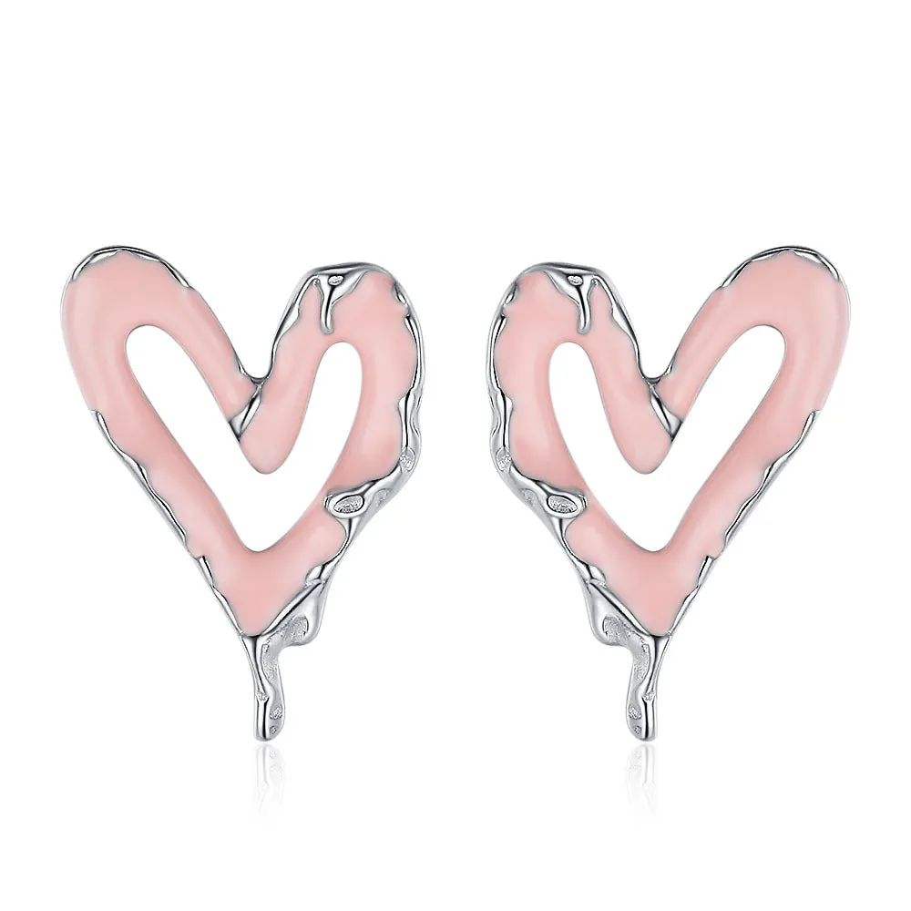 Wholesale Sweet Cool Heart Silver Earrings