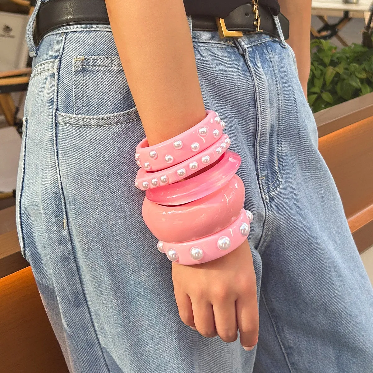 Wholesale sweet cool ins wind glitter wide bracelet