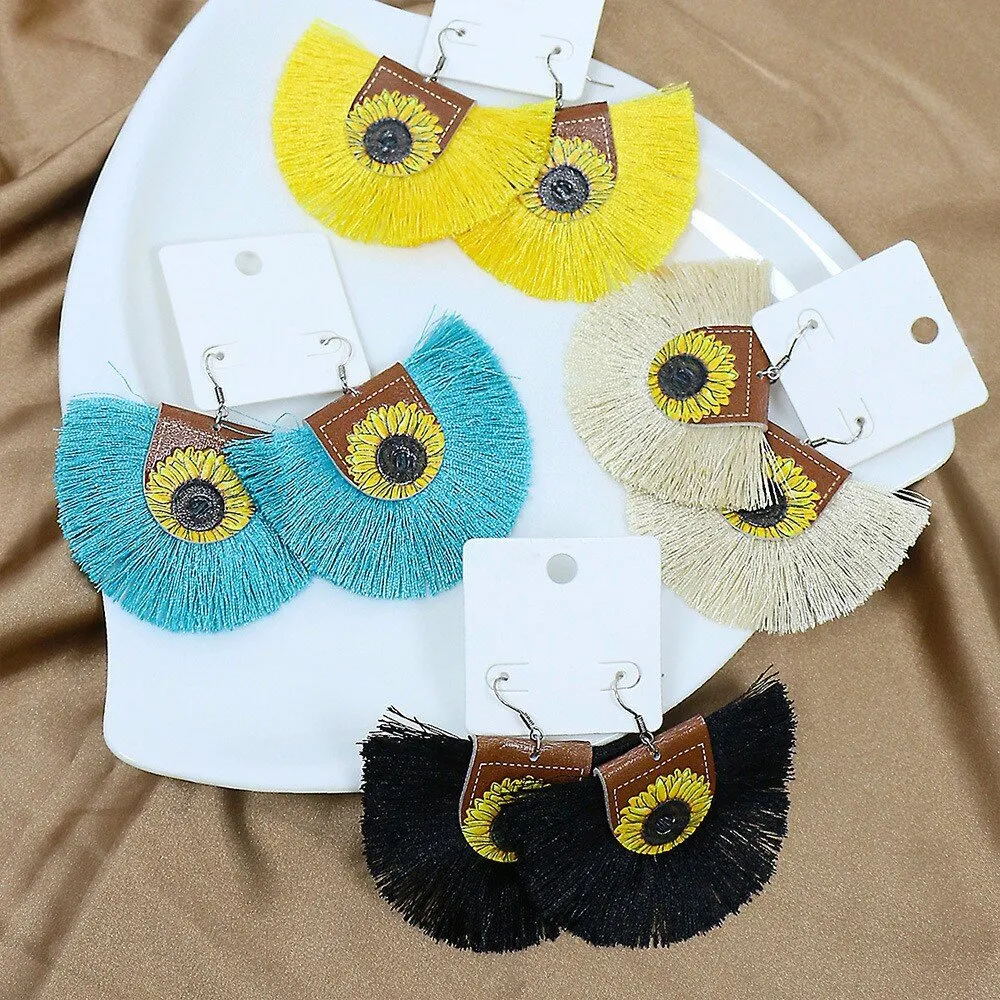 Wholesale Tassel Boho Color Scallop Earrings