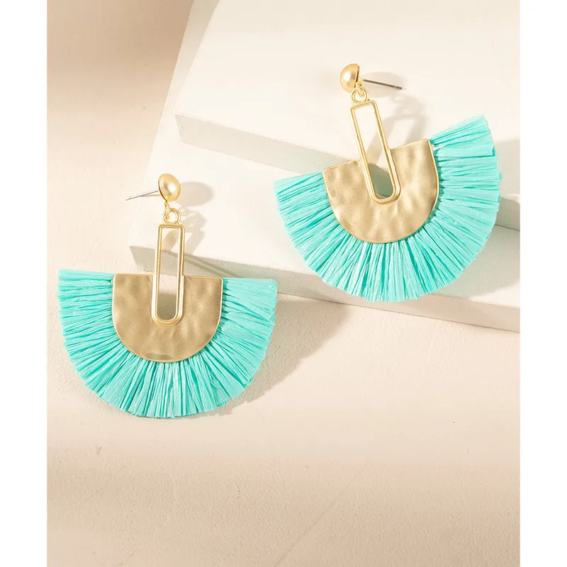 Wholesale Tassel Braided Raffia Earrings