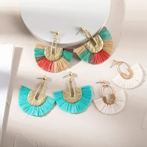 Wholesale Tassel Braided Raffia Earrings