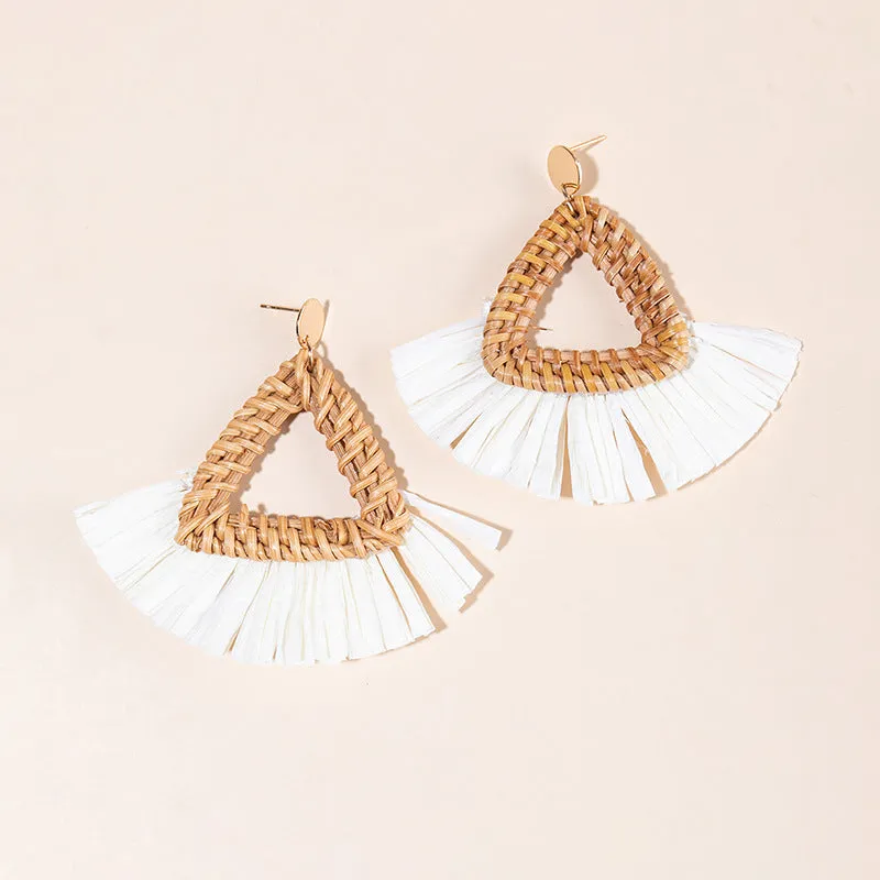 Wholesale Tassel Braided Raffia Earrings