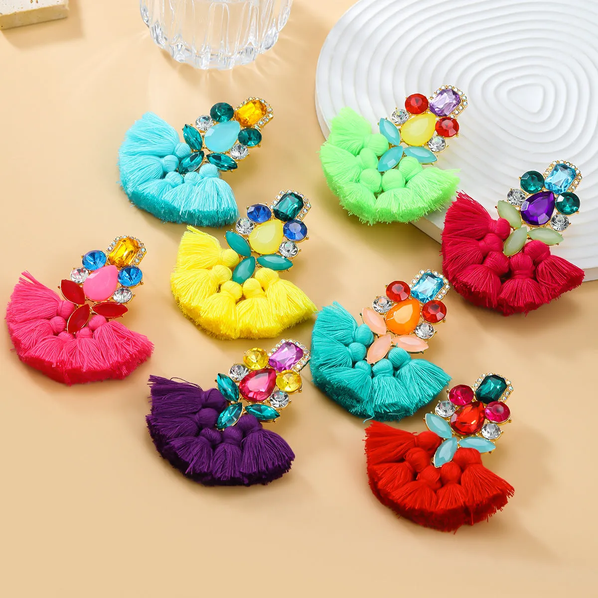 Wholesale Tassel Exaggerated Boho Style Earrings