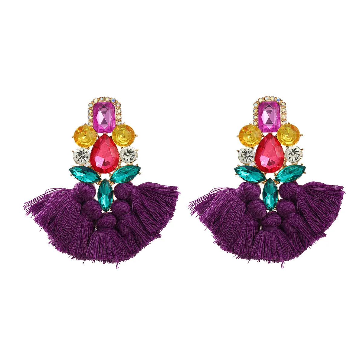 Wholesale Tassel Exaggerated Boho Style Earrings
