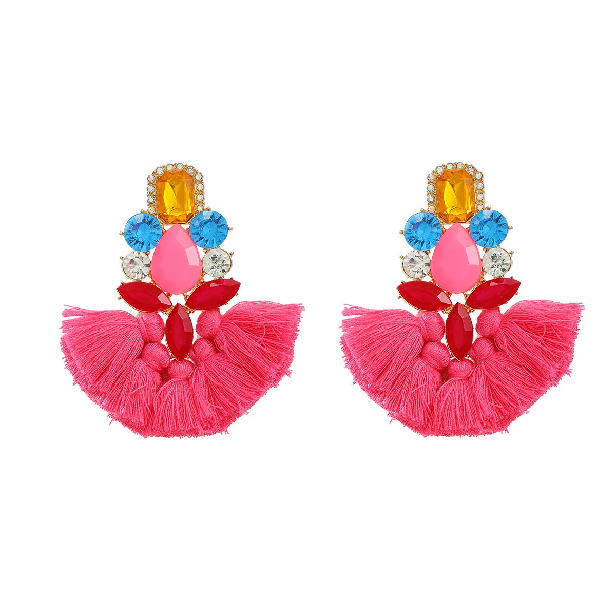 Wholesale Tassel Exaggerated Boho Style Earrings