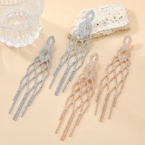 Wholesale Tassel Full Diamond Mesh Exaggerated Claw Chain Long Zircon Earrings