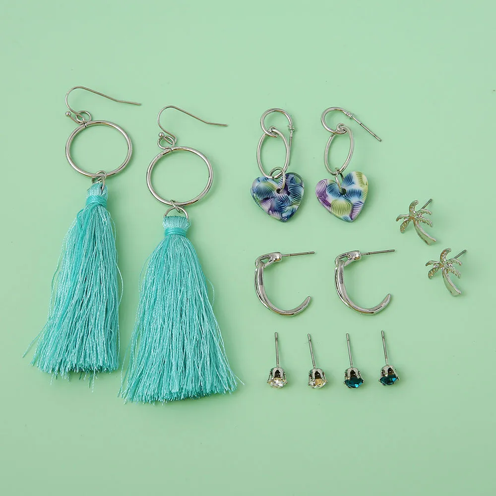 Wholesale Tassel Geometric Exaggerated Versatile Fan-shaped Bohemian Earrings