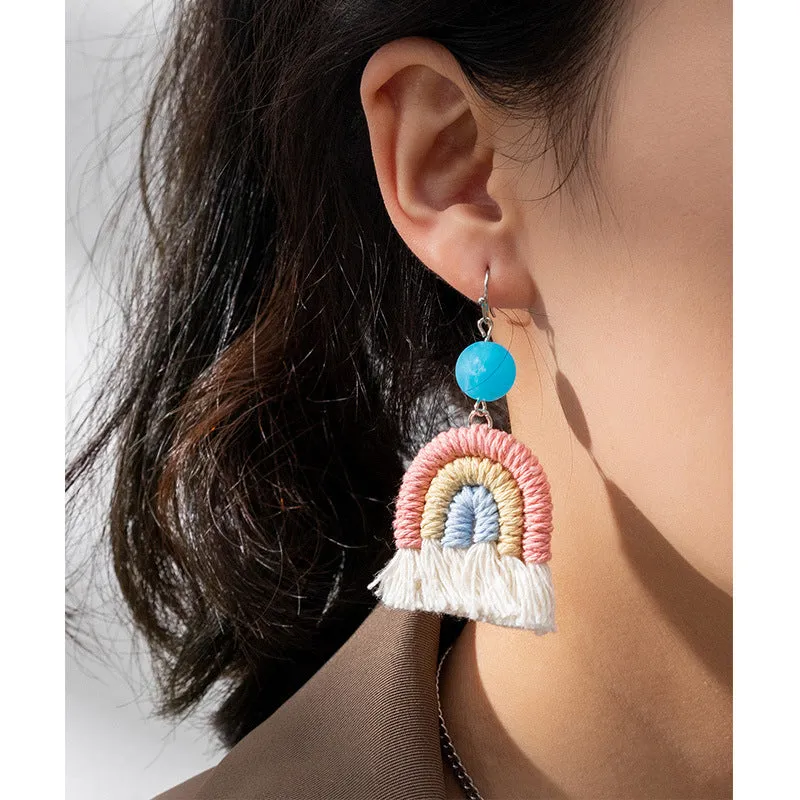 Wholesale Tassel Rainbow Ear Hook Earrings