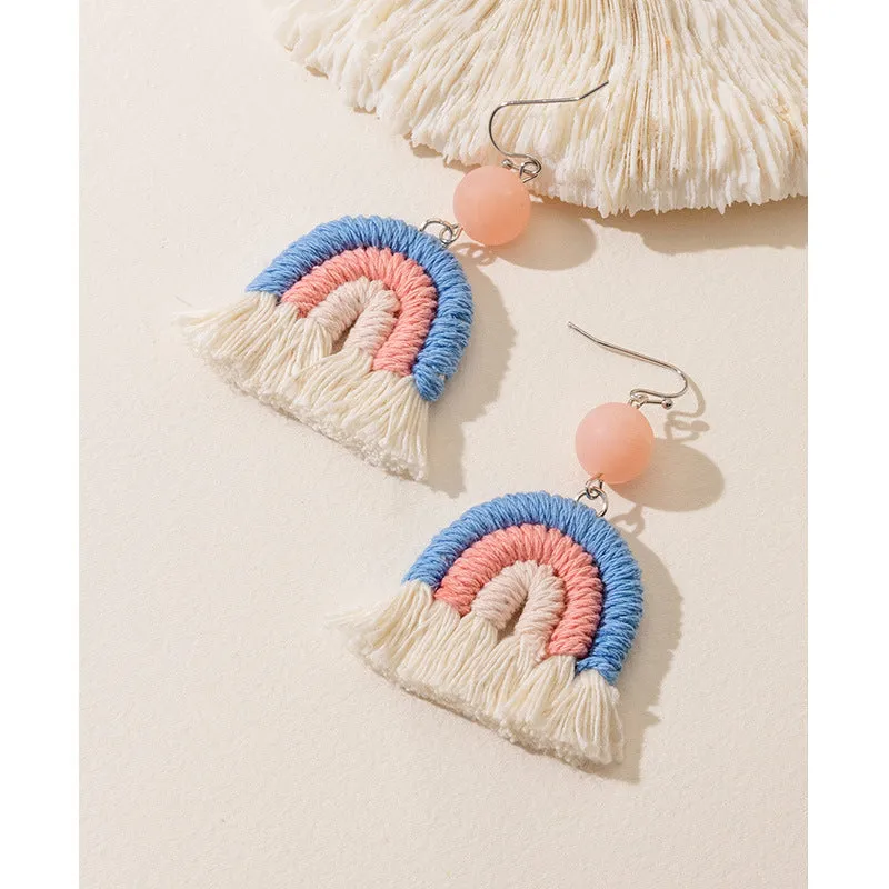 Wholesale Tassel Rainbow Ear Hook Earrings