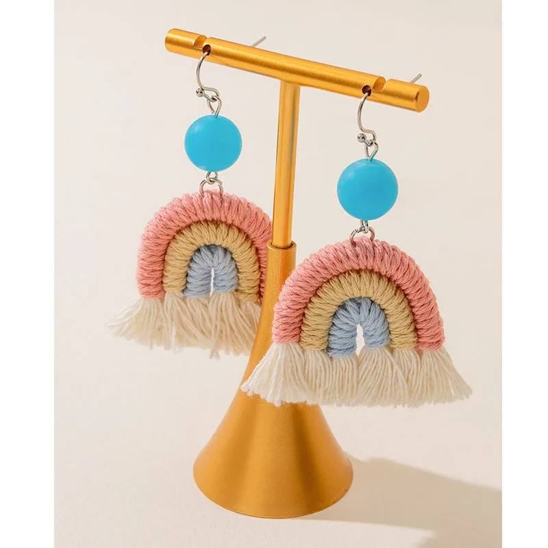 Wholesale Tassel Rainbow Ear Hook Earrings