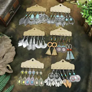 Wholesale Tassel Turquoise Three Pairs Earring Set